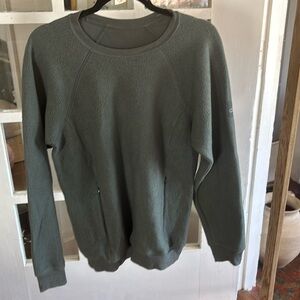 ALO Yoga fleece Crew Neck Sweatshirt zipper pockets Sage green
